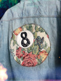 Magic 8 ball distressed Jean jacket size oversized XL