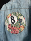 Magic 8 ball distressed Jean jacket size oversized XL