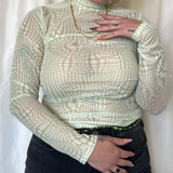 Trippy green mesh top